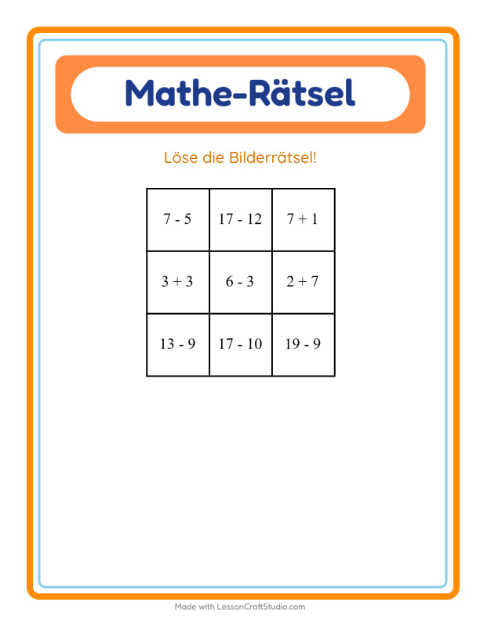 Vorschau: Mathe-Rätsel-Arbeitsblatt mit Frühling für 1. Klasse