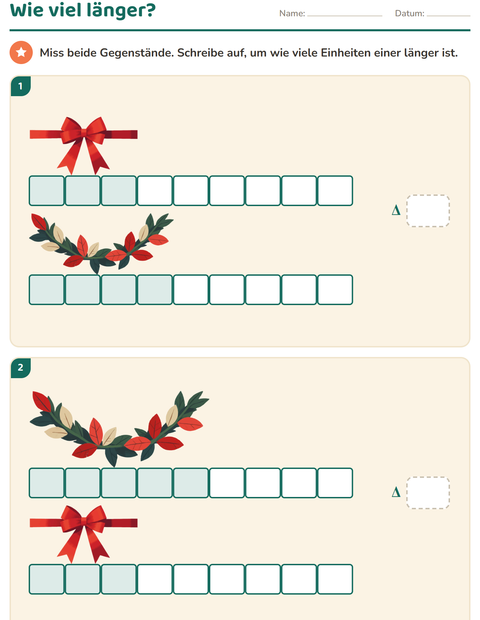 Vorschau: Messen-Arbeitsblatt mit Weihnachten für 2. Klasse