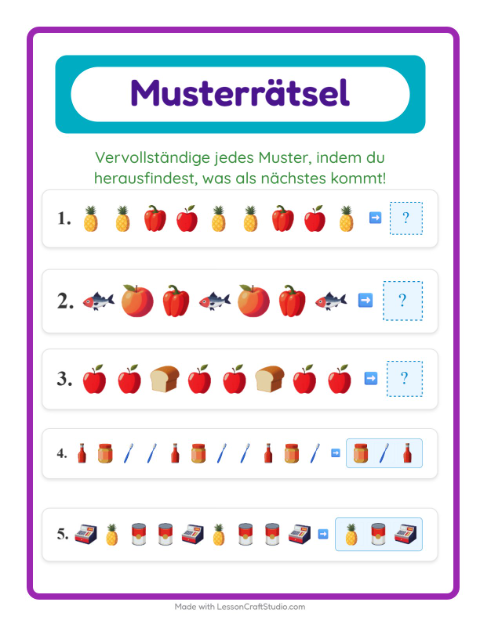 Vorschau: Musterarbeitsblatt-Arbeitsblatt mit Im Supermarkt für 1. Klasse