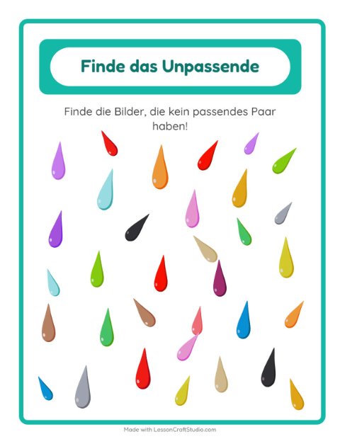 Vorschau: Objekte finden-Arbeitsblatt mit Farben für Kindergarten