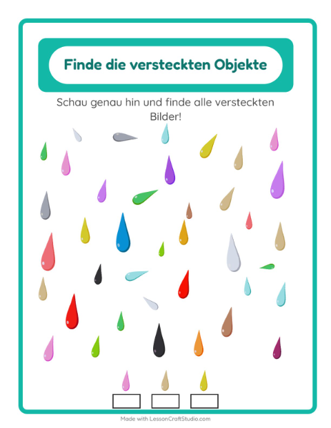 Vorschau: Objekte finden-Arbeitsblatt mit Farben für Kindergarten