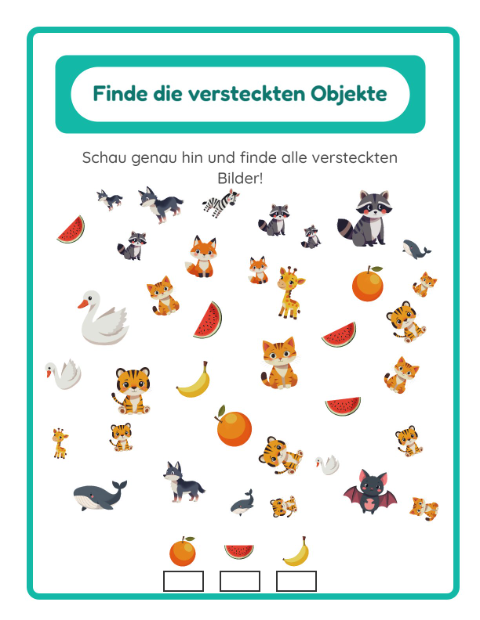 Vorschau: Objekte finden-Arbeitsblatt für Kindergarten
