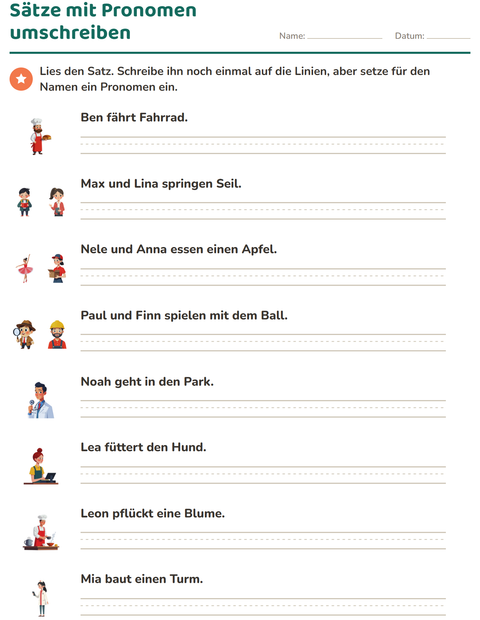 Vorschau: Sätze mit einem Pronomen noch einmal schreiben