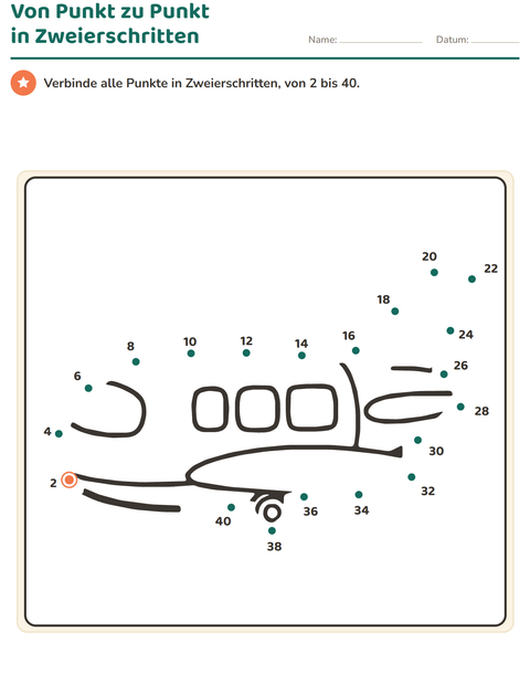 Vorschau: Punkt zu Punkt-Arbeitsblatt für 1. Klasse