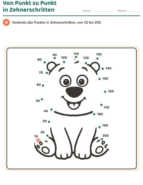 Vorschau: Punkt zu Punkt-Arbeitsblatt für 2. Klasse