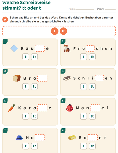 Vorschau: Rechtschreibregeln-Arbeitsblatt für 2. Klasse