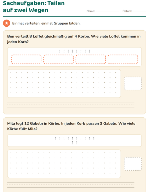 Vorschau: Sachaufgaben-Arbeitsblatt mit Küche SW für 3. Klasse