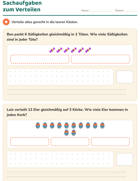 Vorschau: Sachaufgaben-Arbeitsblatt mit Ostern für 3. Klasse