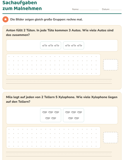 Vorschau: Sachaufgaben-Arbeitsblatt mit Spielzeug SW 2 für 3. Klasse