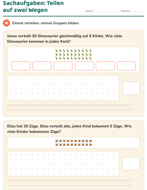 Vorschau: Sachaufgaben-Arbeitsblatt mit Spielzeug für 3. Klasse