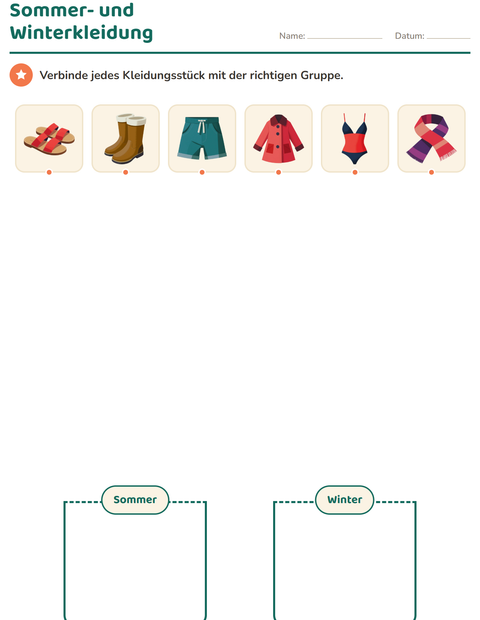 Vorschau: Sachunterricht-Sortieren-Arbeitsblatt für Kindergarten