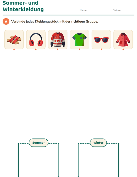 Vorschau: Sachunterricht-Sortieren-Arbeitsblatt für Kindergarten