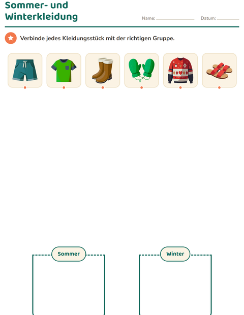 Vorschau: Sachunterricht-Sortieren-Arbeitsblatt für Kindergarten