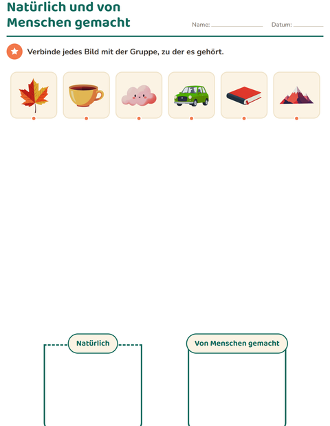 Vorschau: Sachunterricht-Sortieren-Arbeitsblatt für Kindergarten