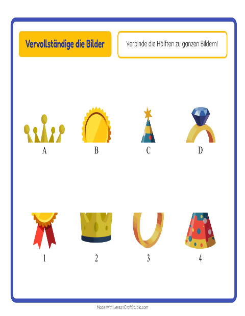 Vorschau: Schatten zuordnen-Arbeitsblatt mit Accessoires für Kindergarten