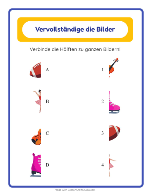 Vorschau: Schatten zuordnen-Arbeitsblatt mit Aktivitäten für Kindergarten