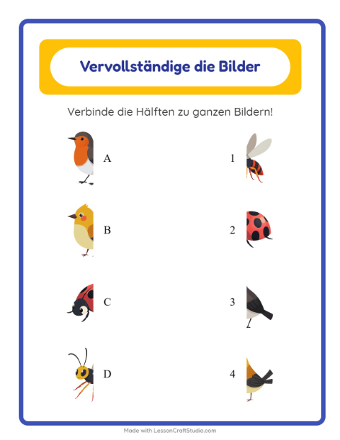 Vorschau: Schatten zuordnen-Arbeitsblatt mit Dinge die fliegen für Kindergarten