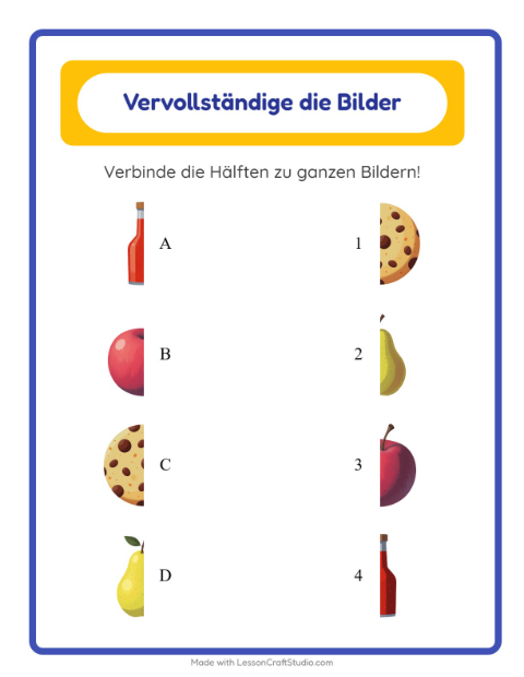 Vorschau: Schatten zuordnen-Arbeitsblatt mit Im Supermarkt für Kindergarten