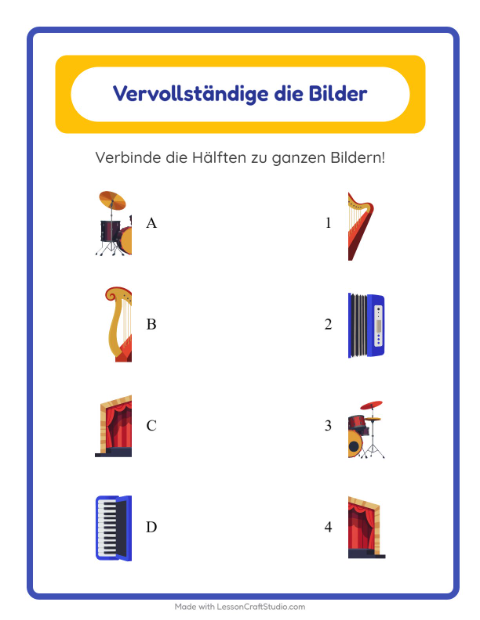 Vorschau: Schatten zuordnen-Arbeitsblatt mit Musik für Kindergarten