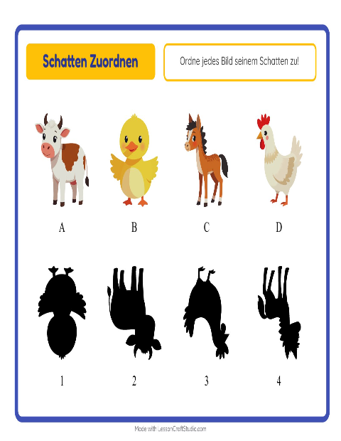 Schatten zuordnen – Bauernhoftiere