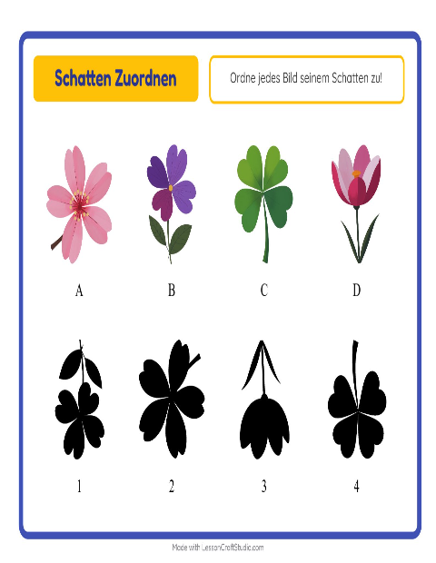 Schatten zuordnen – Blumen