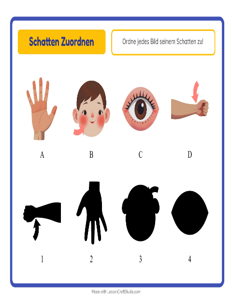 Schatten zuordnen – Körperteile