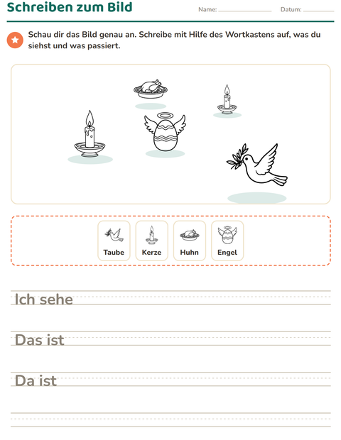 Vorschau: Schreiben zum Bild-Arbeitsblatt mit Ostern SW 2 für 2. Klasse
