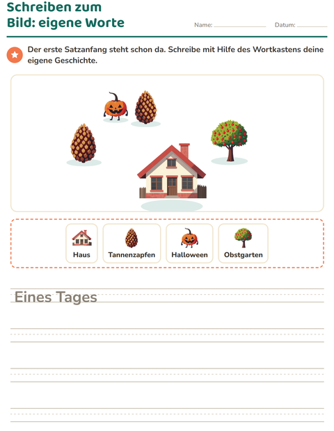 Vorschau: Schreiben zum Bild-Arbeitsblatt mit Verschiedenes für 2. Klasse