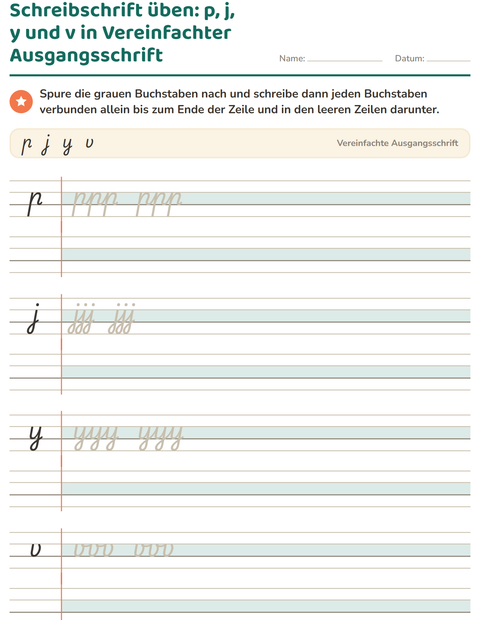 Vorschau: Schreibschrift-Arbeitsblatt für 2. Klasse