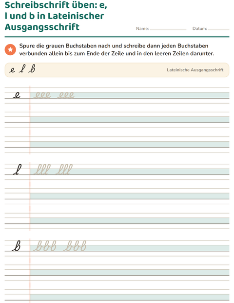 Vorschau: Schreibschrift-Arbeitsblatt für 2. Klasse