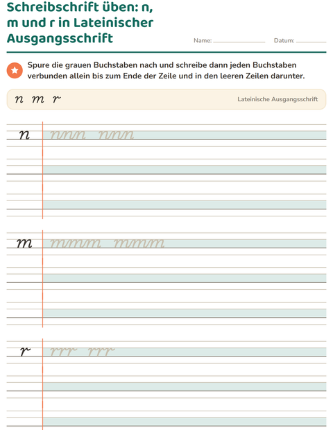 Vorschau: Schreibschrift-Arbeitsblatt für 2. Klasse