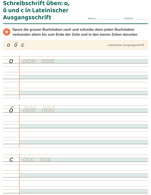 Vorschau: Schreibschrift-Arbeitsblatt für 2. Klasse