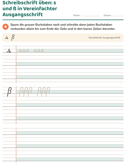 Vorschau: Schreibschrift-Arbeitsblatt für 2. Klasse