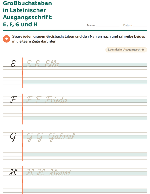 Vorschau: Schreibschrift-Arbeitsblatt für 2. Klasse