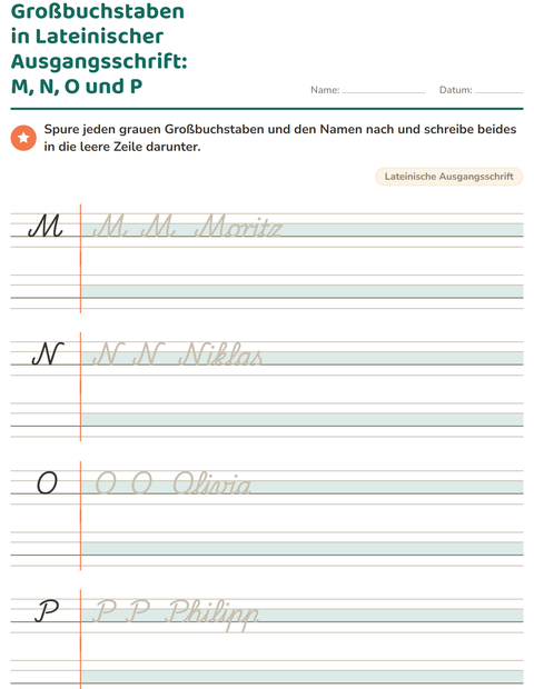 Vorschau: Schreibschrift-Arbeitsblatt für 2. Klasse