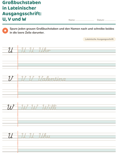 Vorschau: Schreibschrift-Arbeitsblatt für 2. Klasse