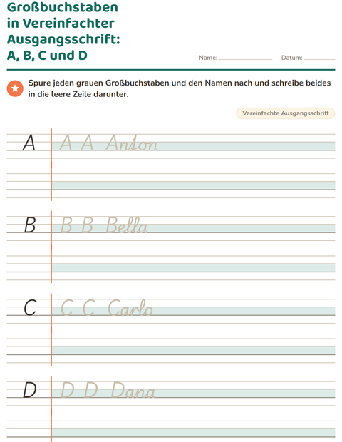 Vorschau: Schreibschrift-Arbeitsblatt für 2. Klasse