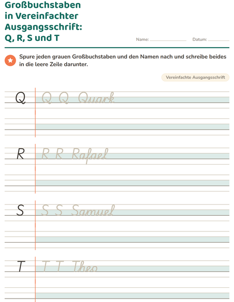 Vorschau: Schreibschrift-Arbeitsblatt für 2. Klasse