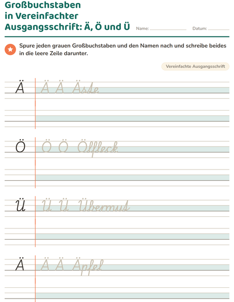 Vorschau: Schreibschrift-Arbeitsblatt für 2. Klasse