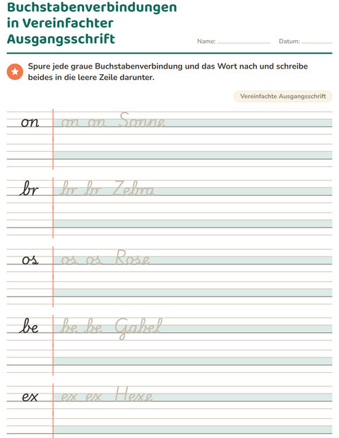 Vorschau: Schreibschrift-Arbeitsblatt für 2. Klasse