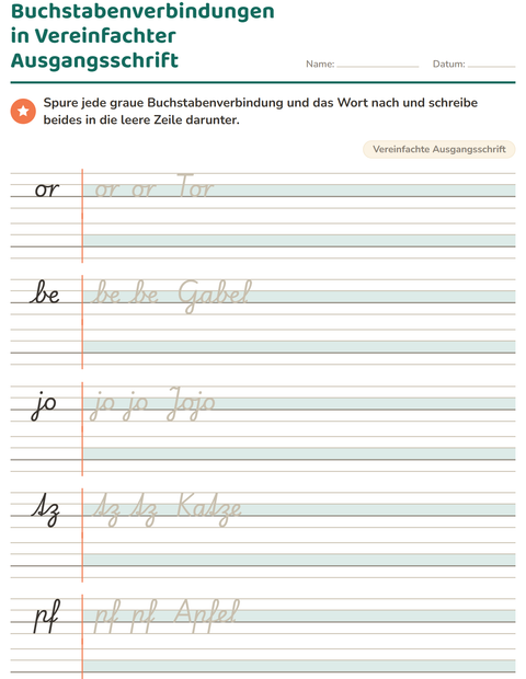 Vorschau: Schreibschrift-Arbeitsblatt für 2. Klasse