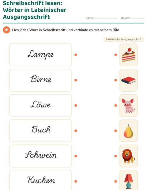 Vorschau: Schreibschrift-Arbeitsblatt für 2. Klasse