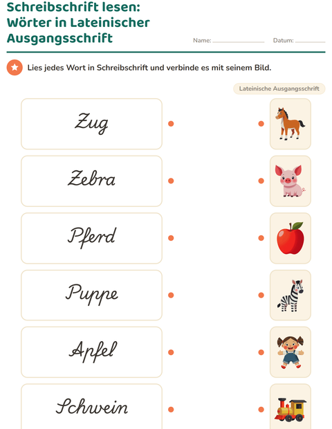 Vorschau: Schreibschrift-Arbeitsblatt für 2. Klasse