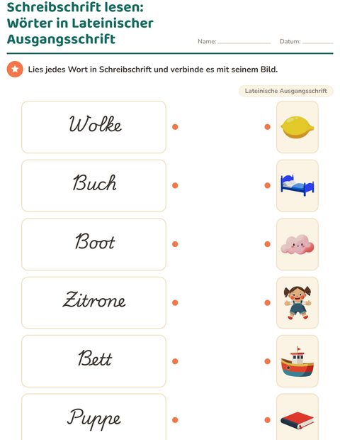 Vorschau: Schreibschrift-Arbeitsblatt für 2. Klasse