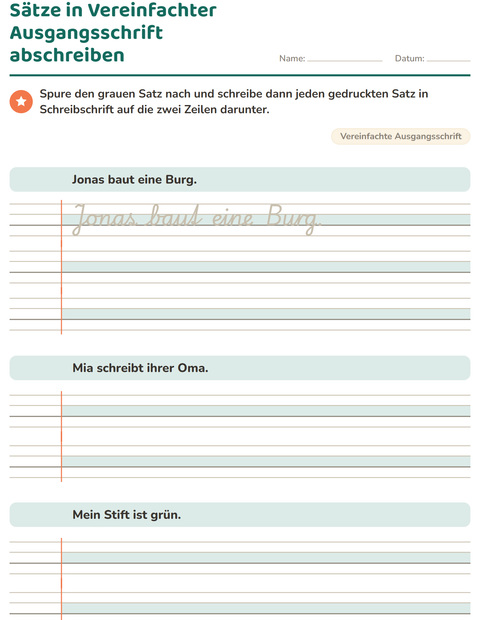 Vorschau: Schreibschrift-Arbeitsblatt für 3. Klasse