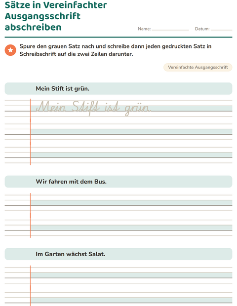 Vorschau: Schreibschrift-Arbeitsblatt für 3. Klasse