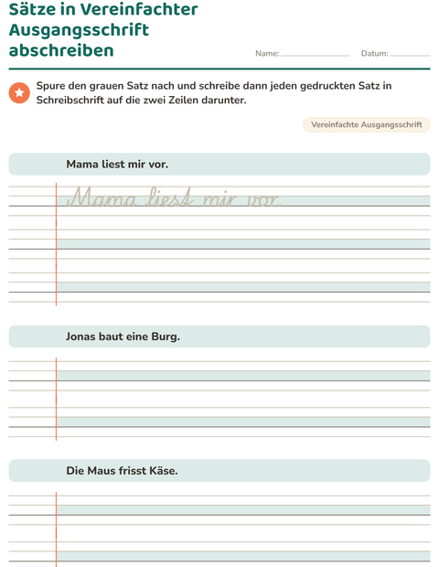 Vorschau: Schreibschrift-Arbeitsblatt für 3. Klasse
