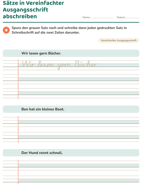 Vorschau: Schreibschrift-Arbeitsblatt für 3. Klasse