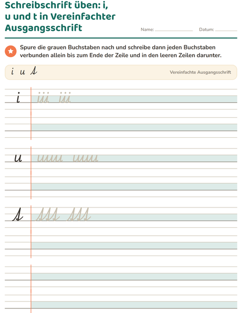Vorschau: Schreibschrift-Arbeitsblatt für 2. Klasse