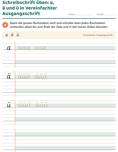 Vorschau: Schreibschrift-Arbeitsblatt für 2. Klasse